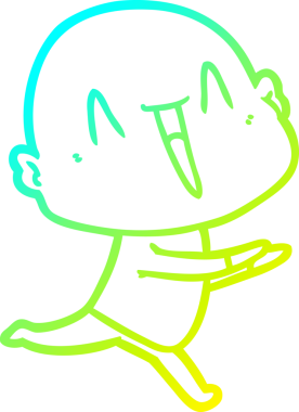 Bir insan tarafından çizilmiş, mutlu, kel bir adamın çizdiği soğuk çizgi.