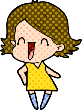 Bir insan tarafından çizilmiş mutlu bir kadın.