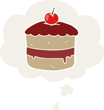 Düşünce baloncuklu çizgi film pastası insan tarafından çizilmiş.