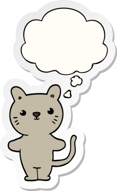 Düşünce baloncuklu çizgi film kedisi insan tarafından çizilmiş bir çıkartma.