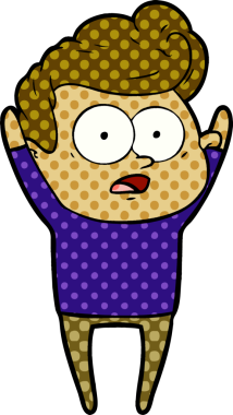 Bir insan tarafından çizilmiş çizgi film bakışlı adam.