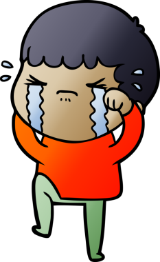 Bir insan tarafından çizilmiş ağlayan çizgi film adamı.