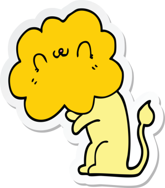 Bir insan tarafından çizilmiş karikatür aslanının çıkartması.