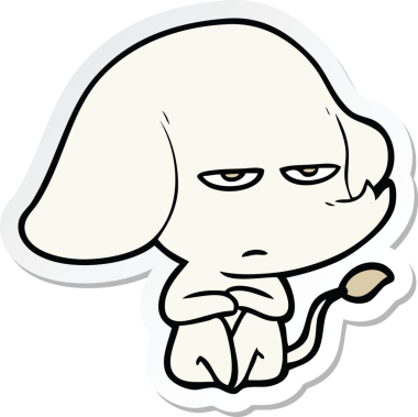 Bir insan tarafından çizilmiş kızgın bir filin çıkartması.