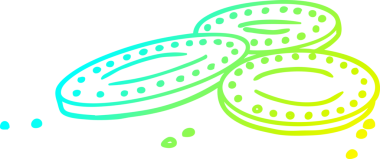 Bir insan tarafından çizilmiş altın sikkelerin soğuk gradyan çizgisi.