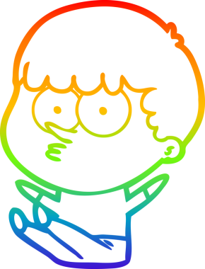 Gökkuşağı gradyan çizgi çizimi Bir insan tarafından çizilmiş bir çizgi çocuk oturdu