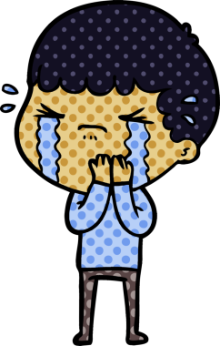 Bir insan tarafından çizilmiş ağlayan çizgi film adamı.