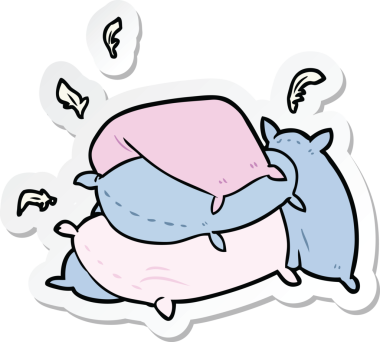 Bir insan tarafından çizilmiş çizgi film yastığının çıkartması.