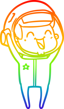 gökkuşağı gradyan çizimi mutlu bir çizgi astronot çizimi bir insan tarafından çizildi