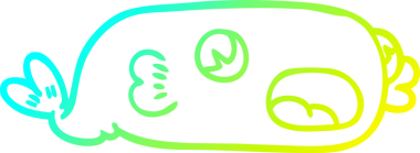 Bir insan tarafından çizilmiş bir karikatür balığının soğuk gradyan çizimi