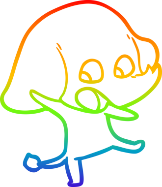 Gökkuşağı gradyan çizgisi bir insan tarafından çizilmiş şirin bir fil çizimi