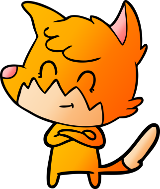 Bir insan tarafından çizilmiş çizgi film dostu tilki.