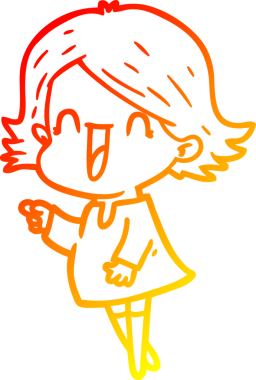 Bir insan tarafından çizilmiş mutlu bir kadının çizgi çizimi.