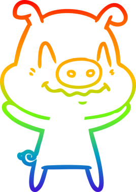 gökkuşağı gradyan çizimi bir insan tarafından çizilmiş sinir çizgi domuz