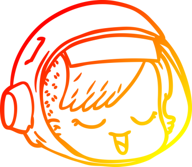 Bir insan tarafından çizilmiş bir astronot suratının sıcak çizgi çizimi