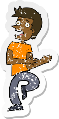 Bir insan tarafından çizilmiş gerilimli bir çizgi filmin gerilimli retro yapıştırması.