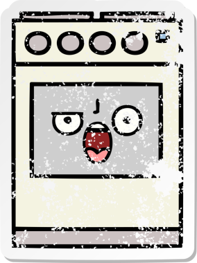 Bir insan tarafından çizilmiş şirin bir mutfak fırınının sıkıntılı çıkartması.