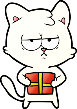 Bir insan tarafından çizilmiş sıkıcı çizgi film kedisi.