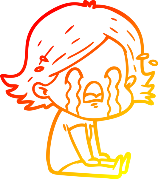 Bir insan tarafından çizilmiş, ağlayan bir çizgi kadın çizimi.