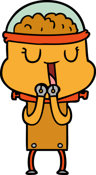 Bir insan tarafından çizilmiş mutlu çizgi film robotu