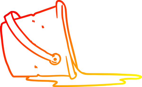 Bir çizgi filmin sıcak gradyan çizimi bir insan tarafından çizilmiş bir kova su.