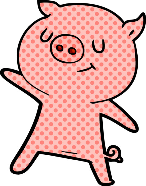 Bir insan tarafından çizilmiş mutlu domuz çizimi.