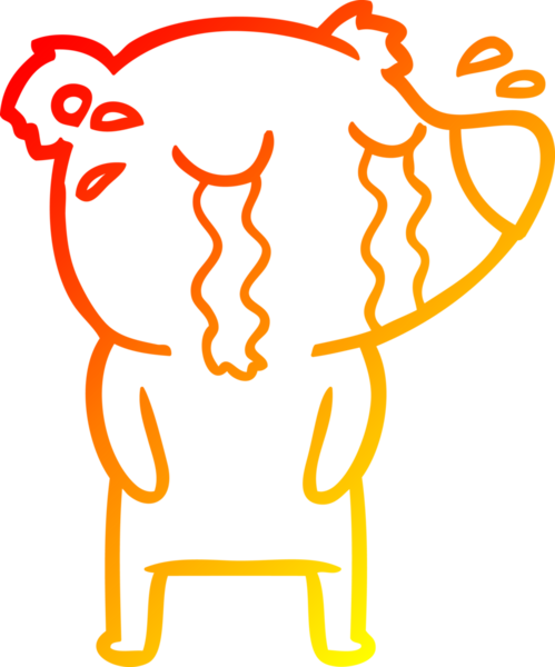 Bir insan tarafından çizilmiş ağlayan bir ayının sıcak çizgi çizimi