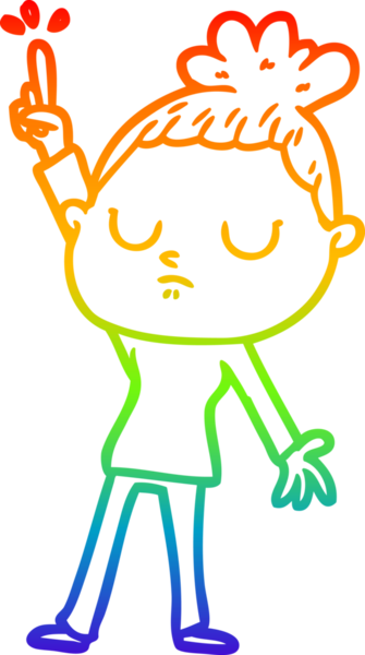 Gökkuşağı gradyan çizgi çizimi bir insan tarafından çizilmiş sakin bir kadın