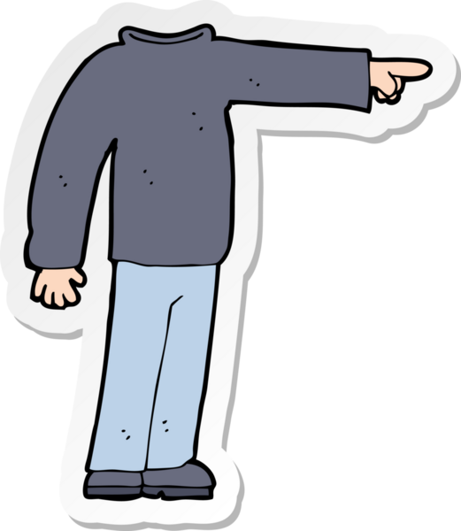 Bir insan tarafından çizilmiş başsız bir adamın çıkartması.