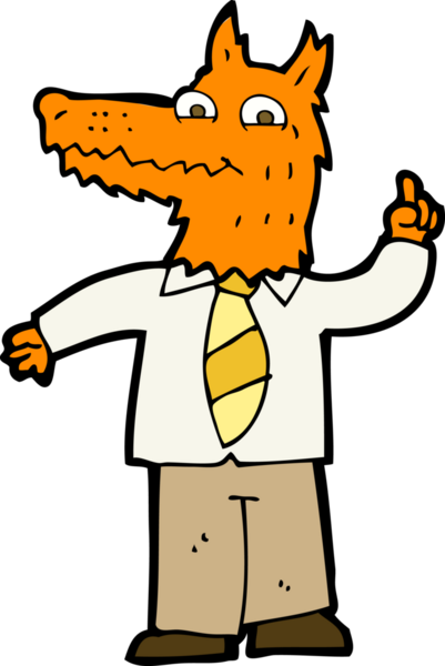 Bir insan tarafından çizilmiş bir fikri olan çizgi film tilkisi.