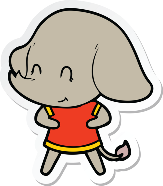 Bir insan tarafından çizilmiş şirin bir fil çıkartması.