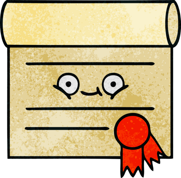 Bir insan tarafından çizilmiş sertifikanın grunge desen karikatürü