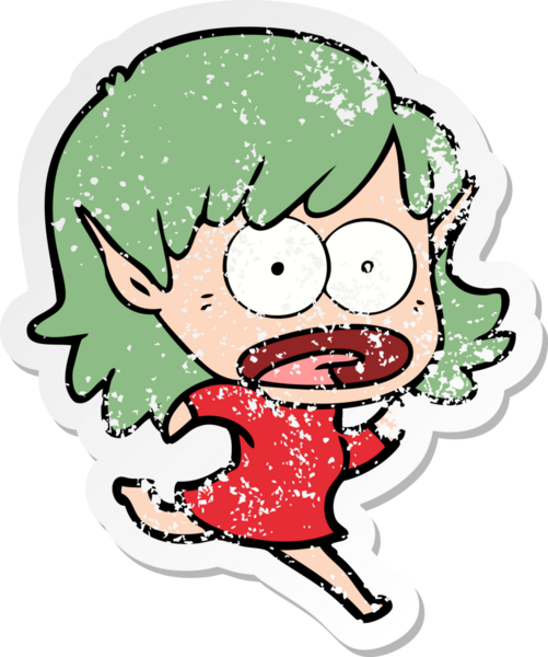 Bir karikatürün sıkıntılı çıkartması bir insan tarafından çizilmiş elf kızı şok etti.