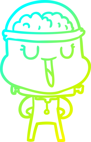 Bir insan tarafından çizilmiş mutlu çizgi film robotu çizimi.