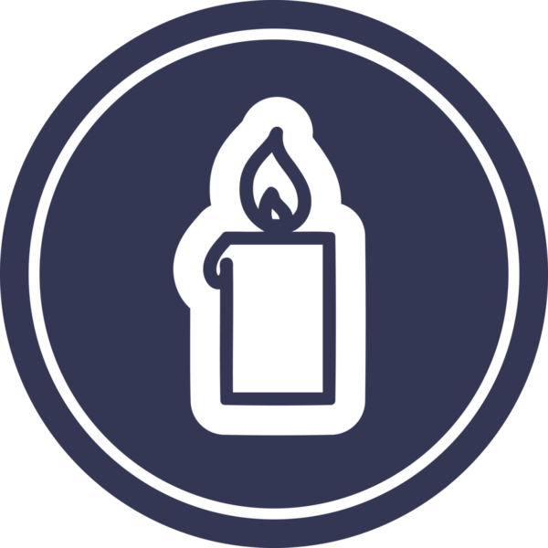 Bir insan tarafından çizilmiş yanan mum dairesel simgesi