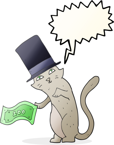 Bir insan tarafından çizilmiş serbest konuşma balonu çizgi filmi zengin kedi