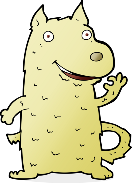 Bir insan tarafından çizilmiş mutlu bir köpek.