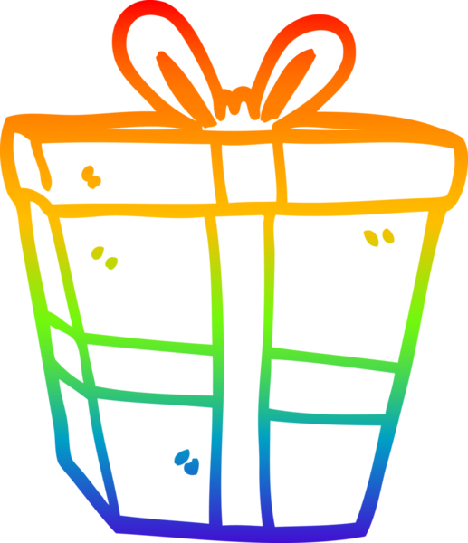 Bir insan tarafından çizilmiş bir çizgi film hediyesinin çizimi.