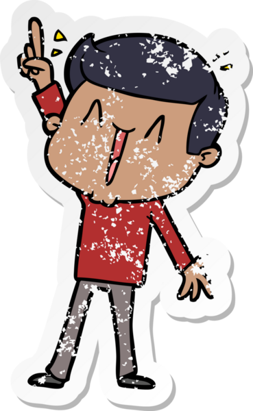 Bir insan tarafından çizilmiş mutlu bir adamın sıkıntılı çıkartması.