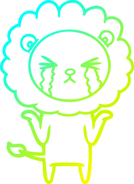 Bir insan tarafından çizilmiş ağlayan aslanın soğuk gradyan çizgisi