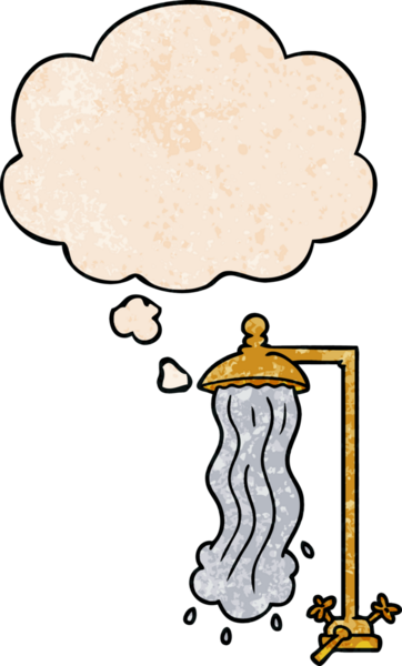 Bir insan tarafından çizilmiş grunge desenli düşünce baloncuklu çizgi film duşu.