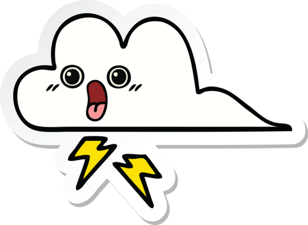 Bir insan tarafından çizilmiş şirin bir fırtına bulutunun çıkartması.