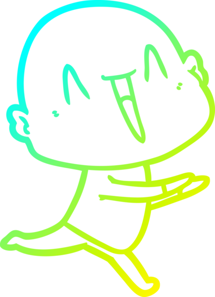 Bir insan tarafından çizilmiş, mutlu, kel bir adamın çizdiği soğuk çizgi.