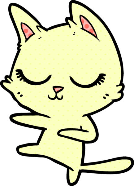 Bir insan tarafından çizilmiş sakin çizgi film kedisi.