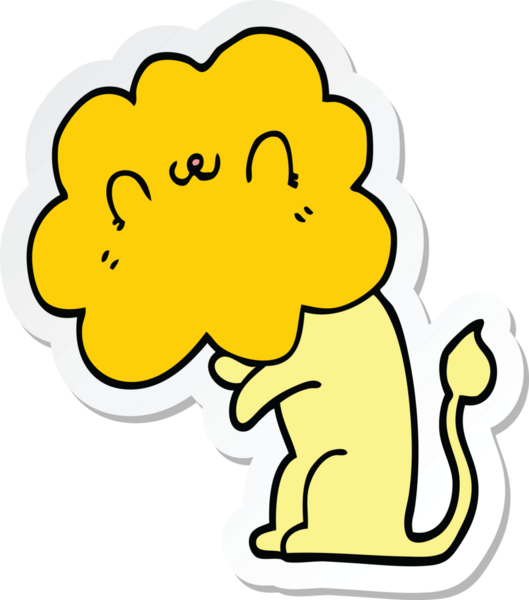 Bir insan tarafından çizilmiş karikatür aslanının çıkartması.