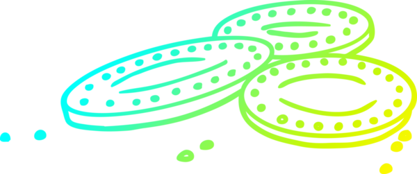 Bir insan tarafından çizilmiş altın sikkelerin soğuk gradyan çizgisi.