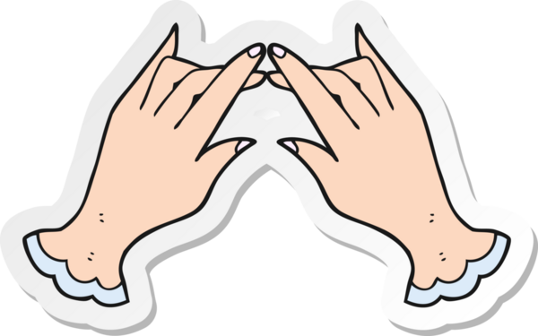 Bir insan tarafından çizilmiş bir karikatür el etiketi.