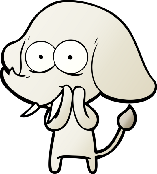 Bir insan tarafından çizilmiş mutlu bir fil.