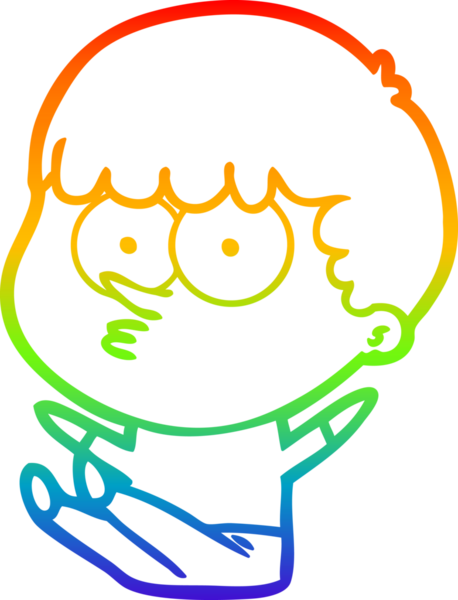 Gökkuşağı gradyan çizgi çizimi Bir insan tarafından çizilmiş bir çizgi çocuk oturdu