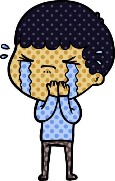 Bir insan tarafından çizilmiş ağlayan çizgi film adamı.